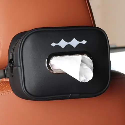 Автомобильная салфетница, держатель для салфеток BYD Leopard, из эко кожи, черная