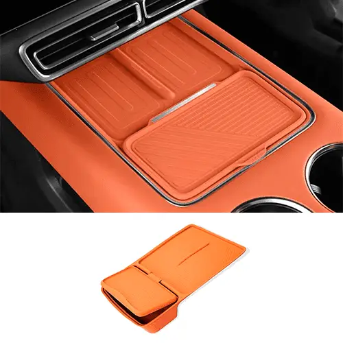 Силиконовая вставка на центральную консоль для беспроводной зарядки Lixiang L6,L7,L8,L9, Оранжевого цвета, до рест 2023