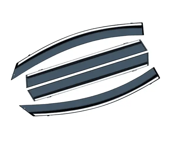 Ветровики, дефлекторы BYD Qin Ev, Destroyer EV, прозрачные с хромом