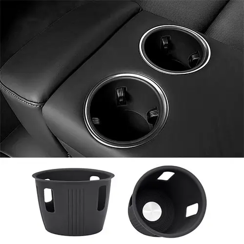Силиконовые вставки в подстаканники переднего ряда Lixiang L6, L7, L8, L9, черного цвета, комплект 2 шт. до рест 2023