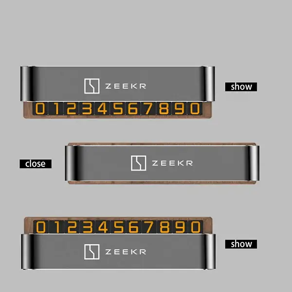 Автовизитка, авто табличка Zeekr, с металическим корпусом и дерявяной оправкой