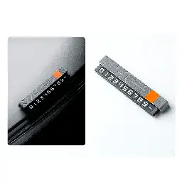 Автовизитка, авто табличка Zeekr, из серой алькантары с оранжевой полоской