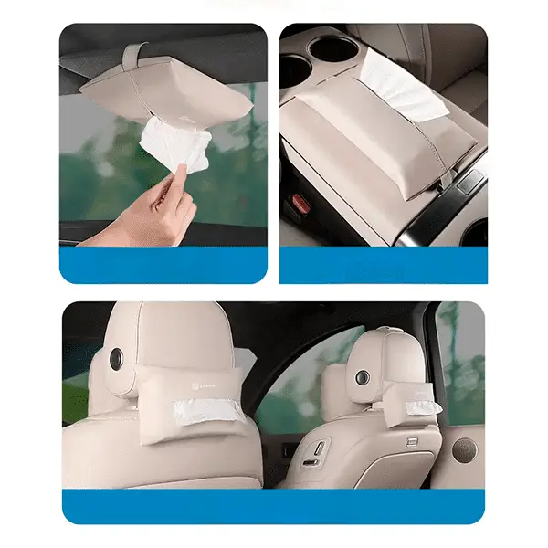 Автомобильная салфетница, держатель для салфеток Zeekr, из эко кожи, черного цвета, 2 шт.