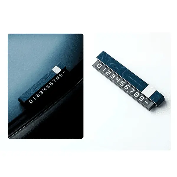 Автовизитка, авто табличка Zeekr, из синий алькантары с белой полоской