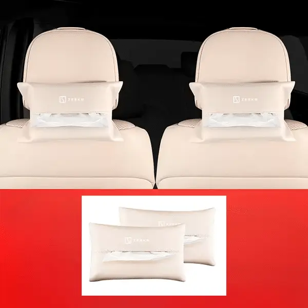 Автомобильная салфетница, держатель для салфеток Zeekr, из эко кожи, бежевого цвета, 2 шт.