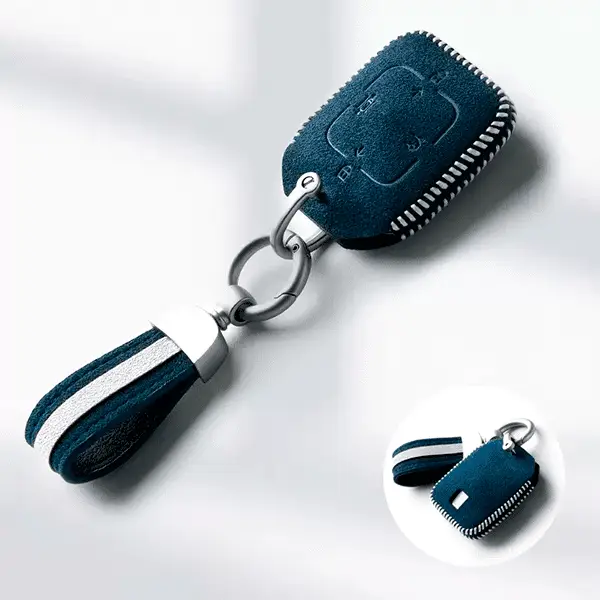 Чехол для смарт ключа Zeekr, синего цвета, алькантара