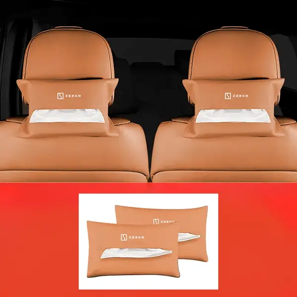Автомобильная салфетница, держатель для салфеток Zeekr, из эко кожи, коричневого цвета, 2 шт.